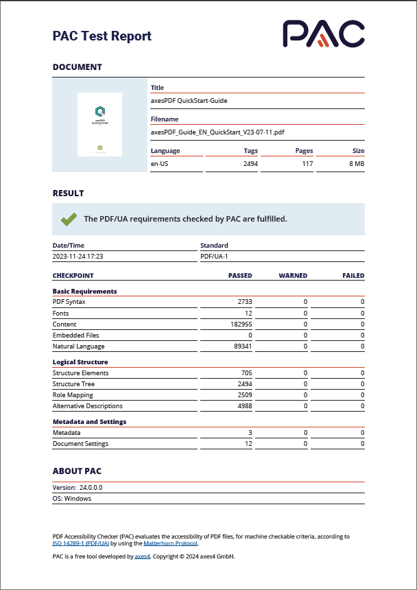 PAC report sample