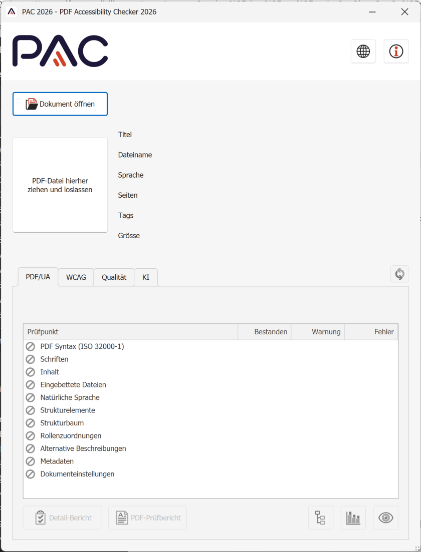 Screenshot of the PAC 2026 main window after the start