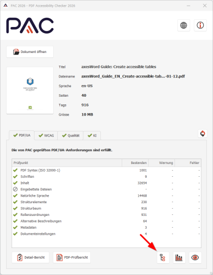 Screenshot des Hauptfensters mit hervorgehobener Schaltfläche "Logische Struktur".